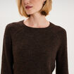 Pull col rond manches longues marron fonc&eacute; femme