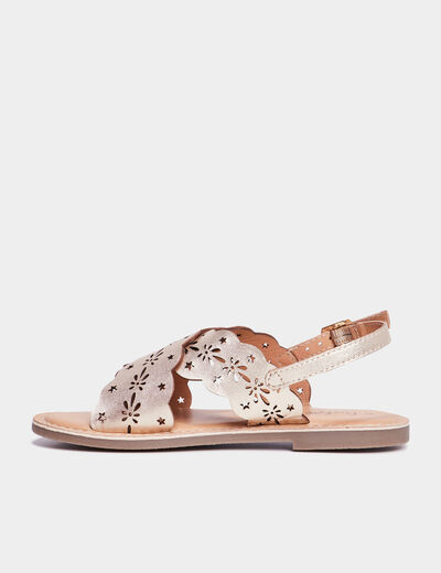 Sandales perforations en cuir Creeks jaune or fille