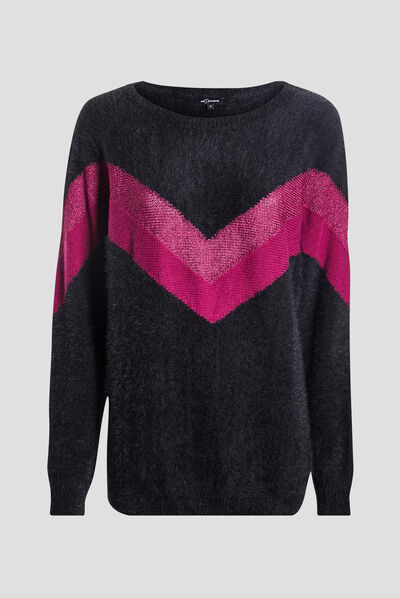 Pull manches longues noir femme