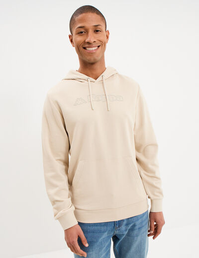 Sweat hoodie molleton &agrave; capuche Kappa ivoire homme