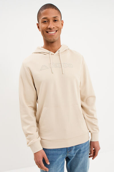 Sweat hoodie molleton &agrave; capuche Kappa ivoire homme