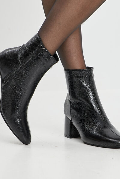 Bottines à talons carrés noir femme