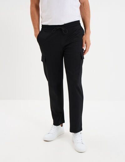Pantalon cargo taille &eacute;lastiqu&eacute;e noir homme