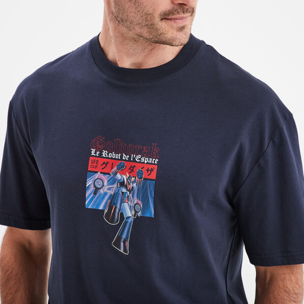 T-shirt manches courtes coton Goldorak bleu marine homme