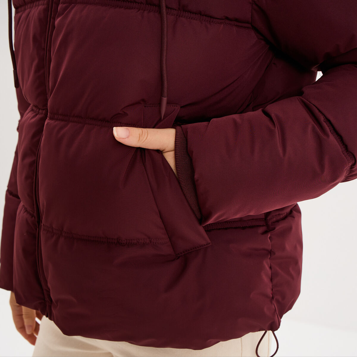 Doudoune &agrave; capuche zipp&eacute;e femme violet fonc&eacute; femme