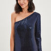 Robe asymétrique à sequins bleu femme
