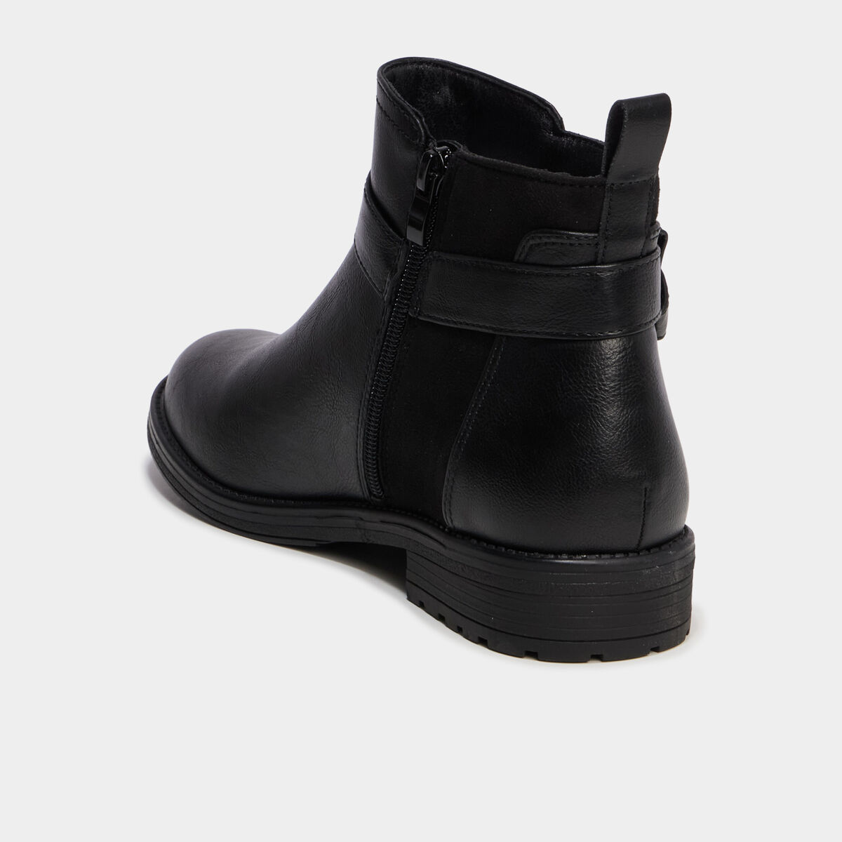 Bottines avec boucles et talons 2 cm noir femme