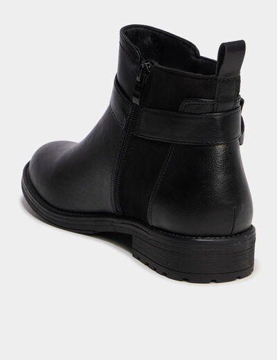 Bottines avec boucles et talons 2 cm noir femme
