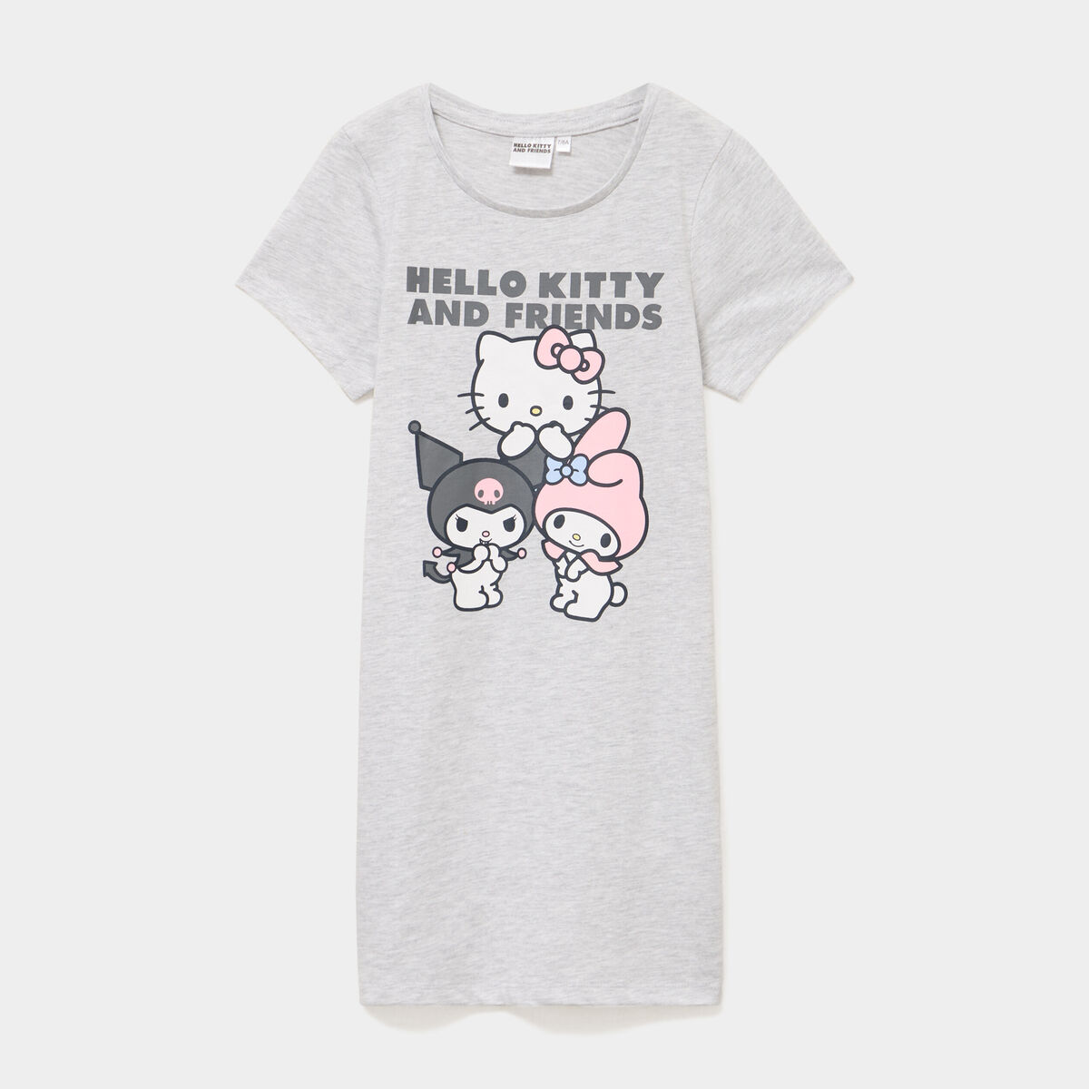 Chemise de nuit mi-longue Hello Kitty gris clair fille