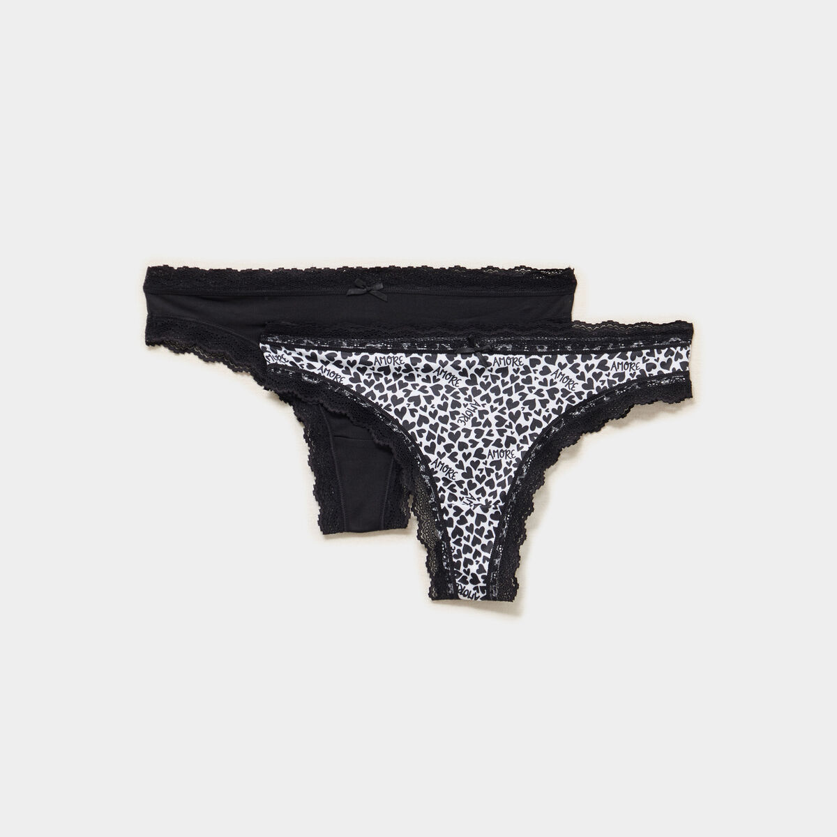 Lot de 2 tangas bords dentelle ecru femme