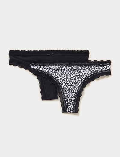 Lot de 2 tangas bords dentelle ecru femme