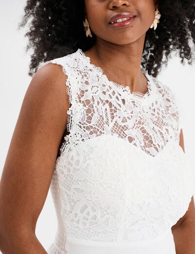 Robe courte buste dentelle sans manches blanc femme