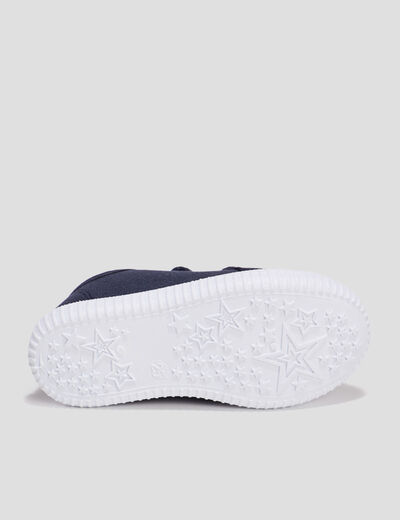 Tennis en toile bout renforc&eacute; &agrave; scratchs bleu marine gar&ccedil;on