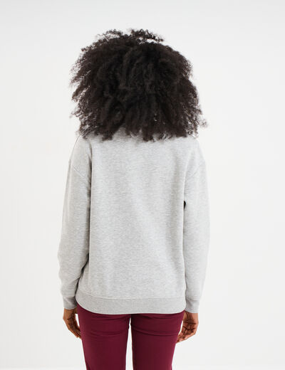 Sweat col rond manches longues gris femme