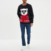 Pull No&euml;l manches longues col rond bleu fonc&eacute; homme