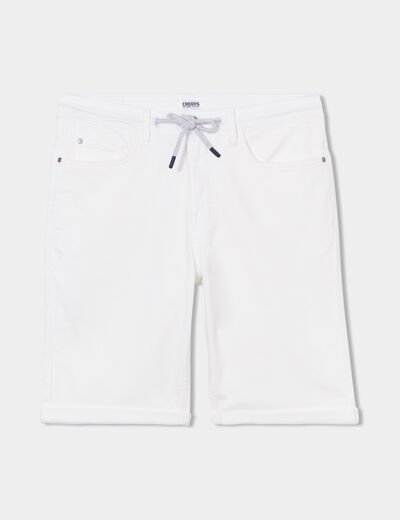 Bermuda droit à coulisse en jean Creeks ivoire homme