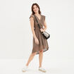 Robe longueur genou dentelle &eacute;vas&eacute;e marron fonc&eacute; femme
