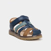 Sandales &agrave; scratchs en cuir bleu marine gar&ccedil;on
