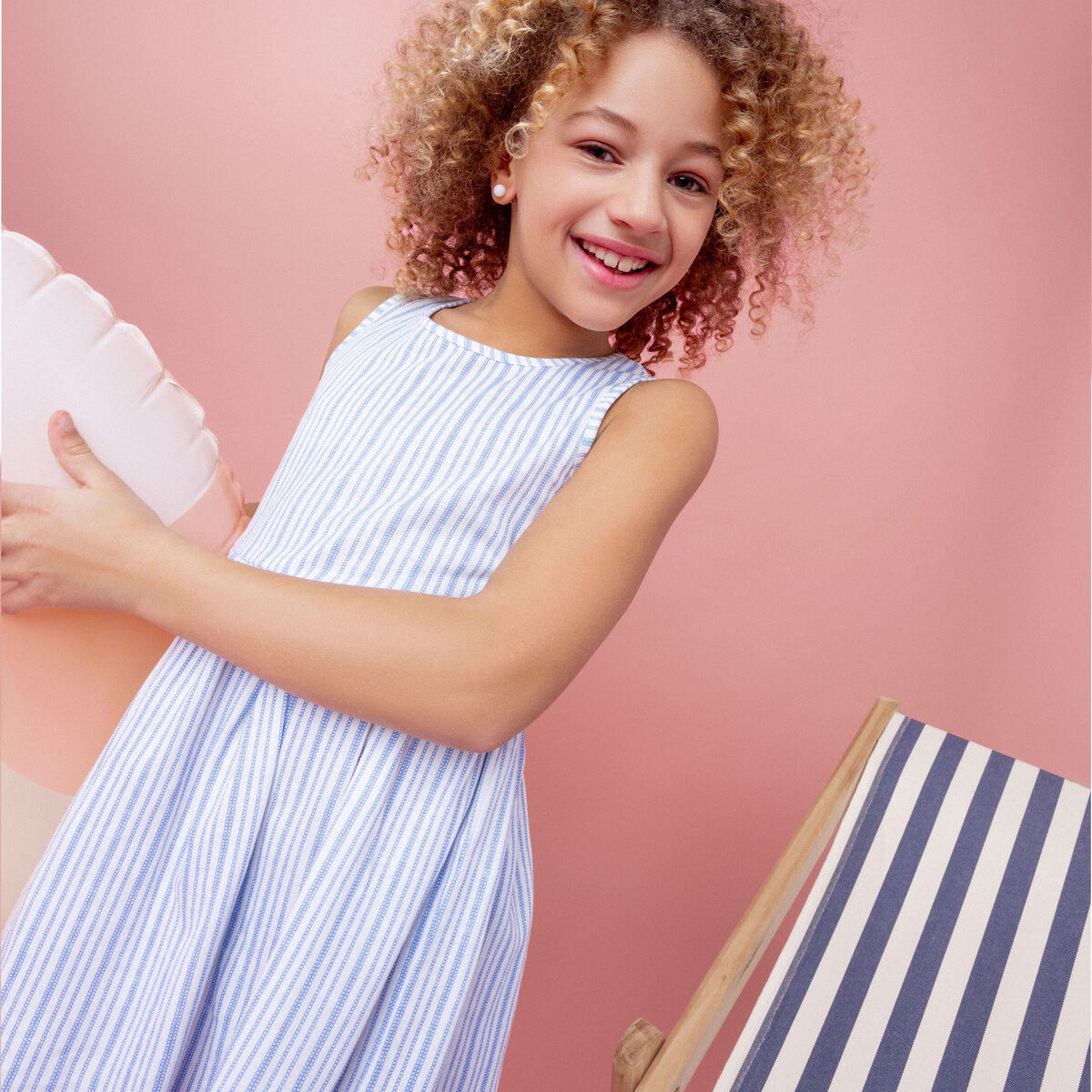 Robe patineuse sans manches coton ecru fille