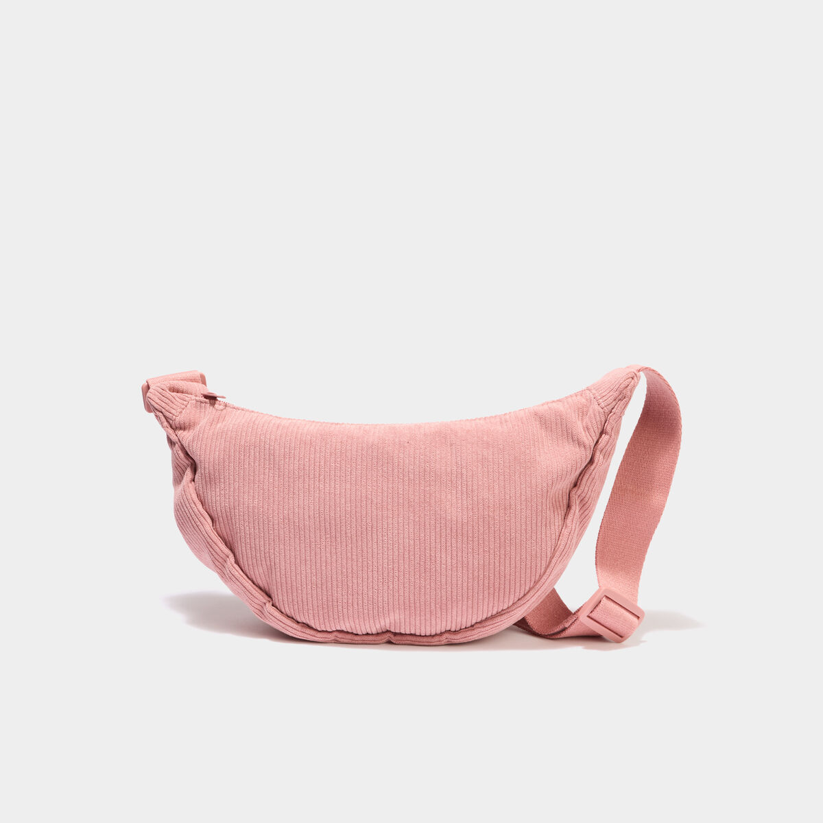 Sac banane effet velours c&ocirc;tel&eacute; vieux rose femme