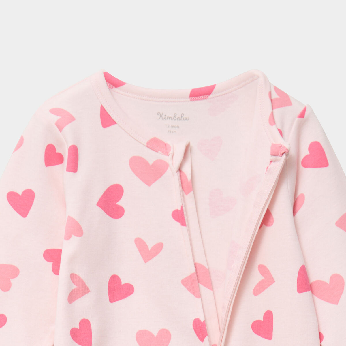 Dors-bien coton manches longues zipp&eacute; rose clair b&eacute;b&eacute;
