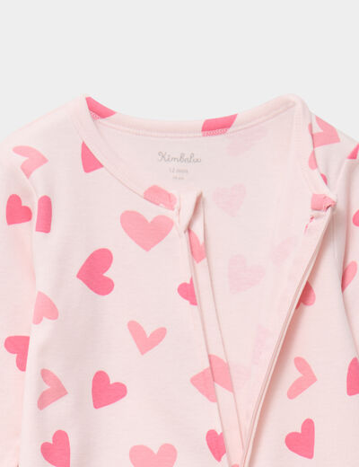 Dors-bien coton manches longues zipp&eacute; rose clair b&eacute;b&eacute;