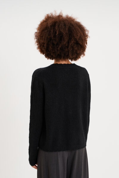 Gilet cardigan ajour&eacute; manches longues noir femme