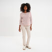 Pantalon slim en coton elasthanne beige femme