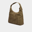 Sac port&eacute;-&eacute;paule effet su&eacute;dine vert kaki femme