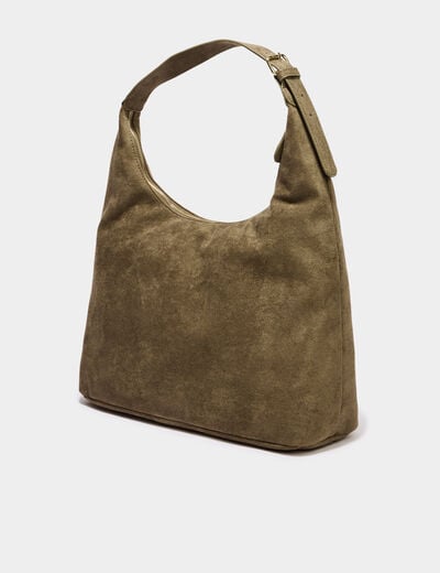 Sac port&eacute;-&eacute;paule effet su&eacute;dine vert kaki femme