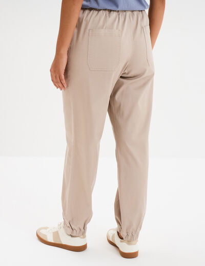 Pantalon droit battle taille élastiquée sable femme