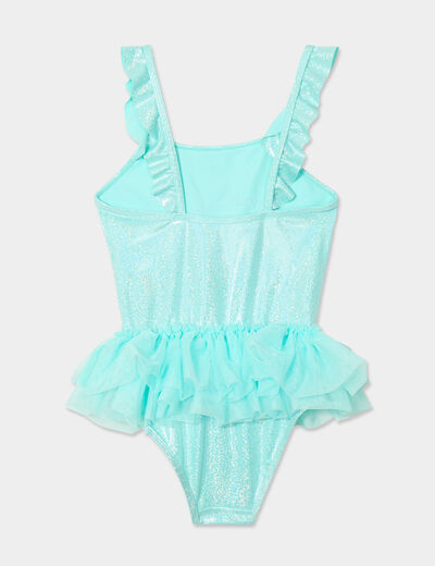 Maillot de bain une pièce paillettes vert clair fille