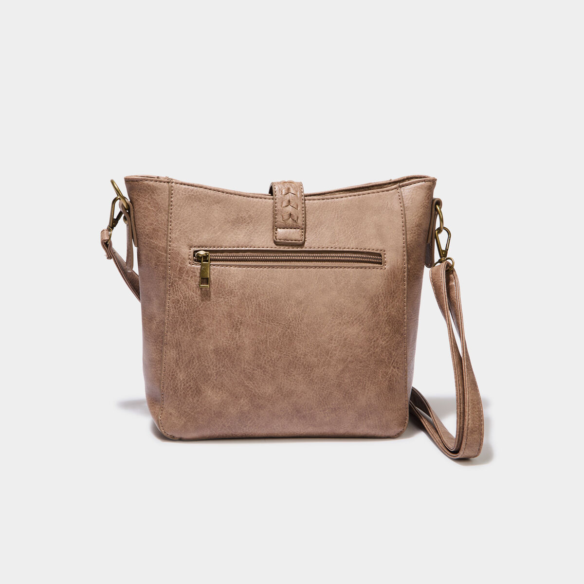 Sac en bandoulière avec clous taupe femme