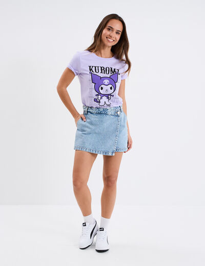 T-shirt coton Hello Kitty Kuromi parme femme