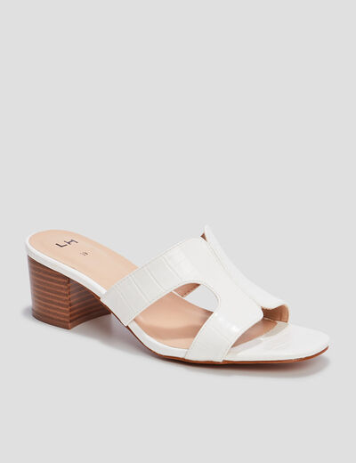 Mules à talons blanc femme