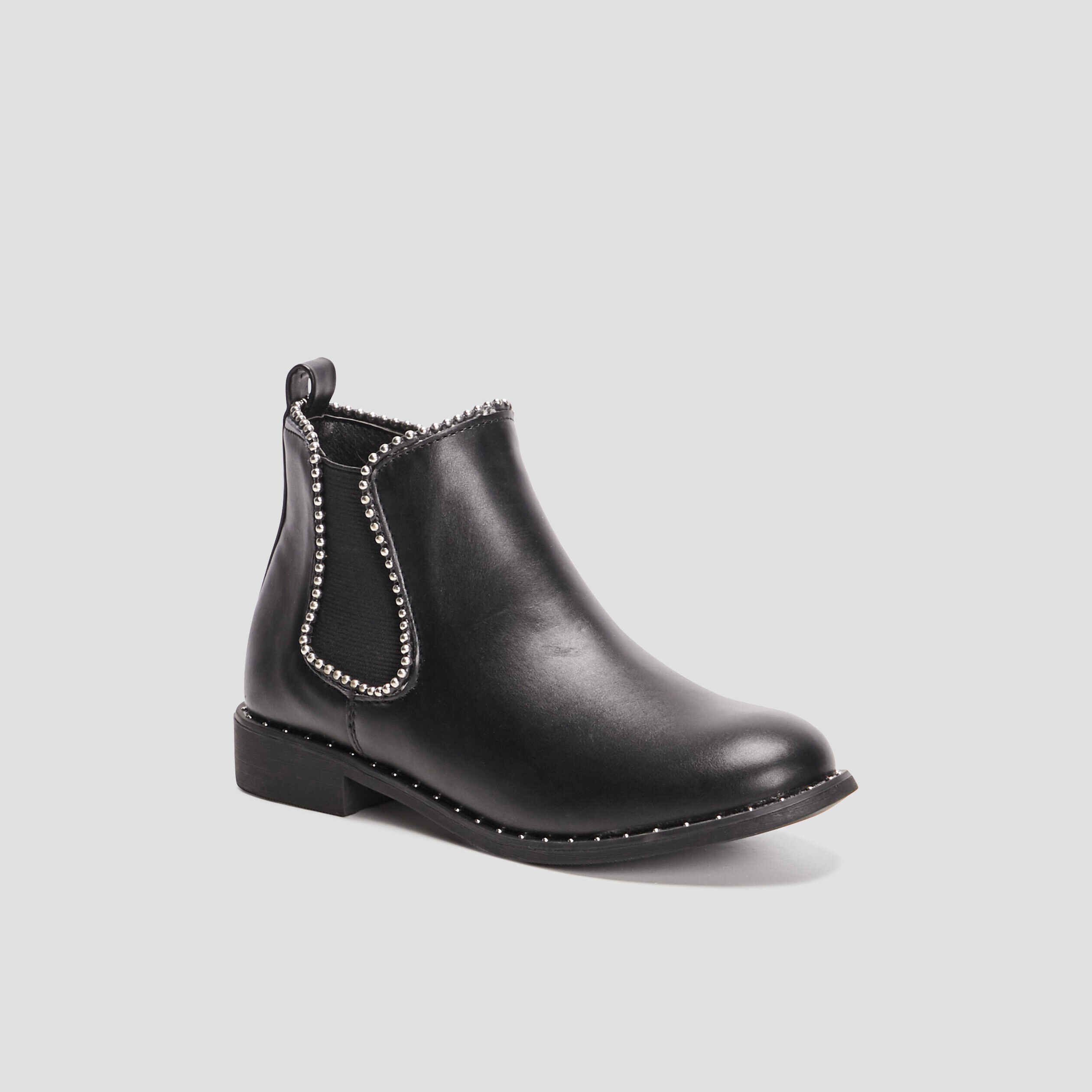 Bottines zippées plates à clous noir fille LIBERTO