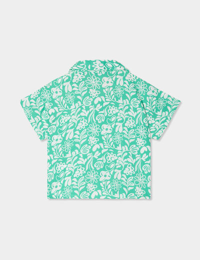 Chemise nouée manches courtes vert fille