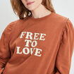 Sweat avec manches gigots marron clair femme