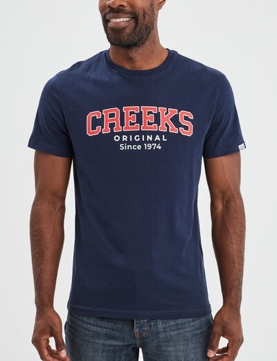 T-shirt manches courtes coton Creeks bleu marine homme