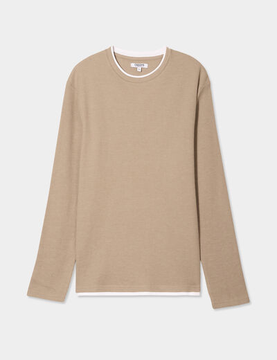 T-shirt col rond Creeks taupe homme