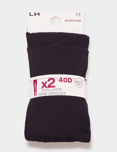 Lot 2 collants 40 deniers noir femme