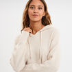 Pull &agrave; capuche manches longues ecru femme