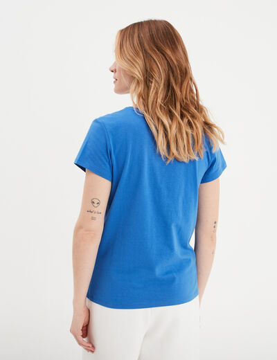 T-shirt ajusté col rond coton Creeks bleu electrique femme