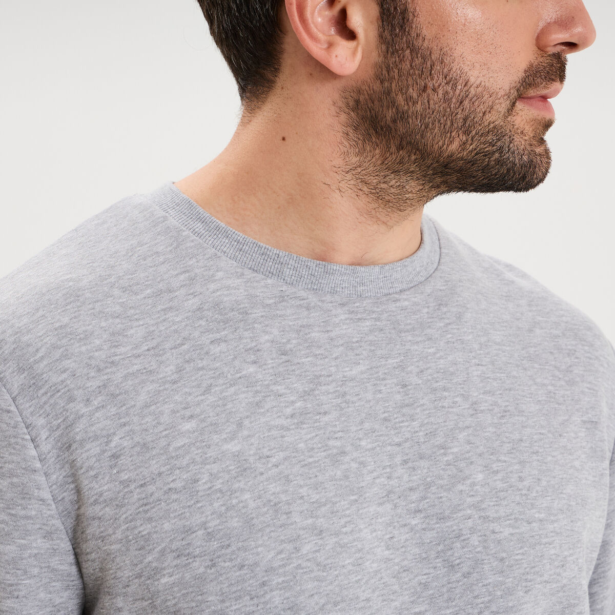 Sweat molleton col rond gris clair homme