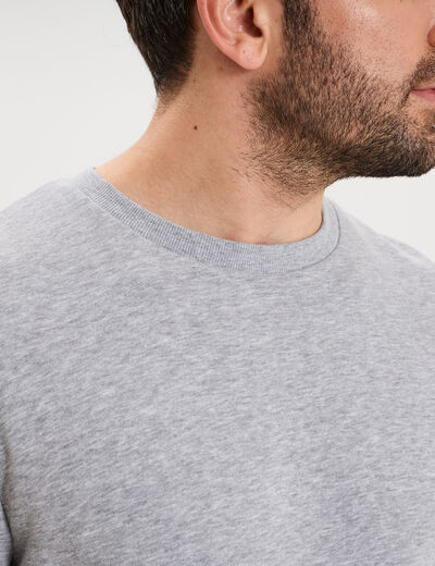 Sweat molleton col rond gris clair homme