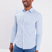 Chemise manches longues col italien bleu ciel homme