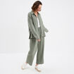 Chemise manches longues en gaze de coton vert kaki femme