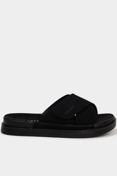 Mules &agrave; scratchs effet su&eacute;dine noir femme