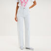 Jean droit taille haute coton blanc femme