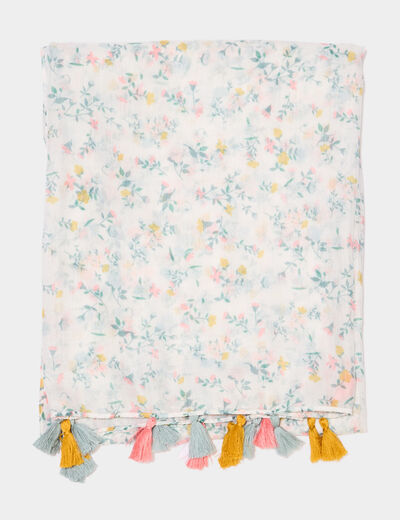 Foulard avec pampilles multicolore femme